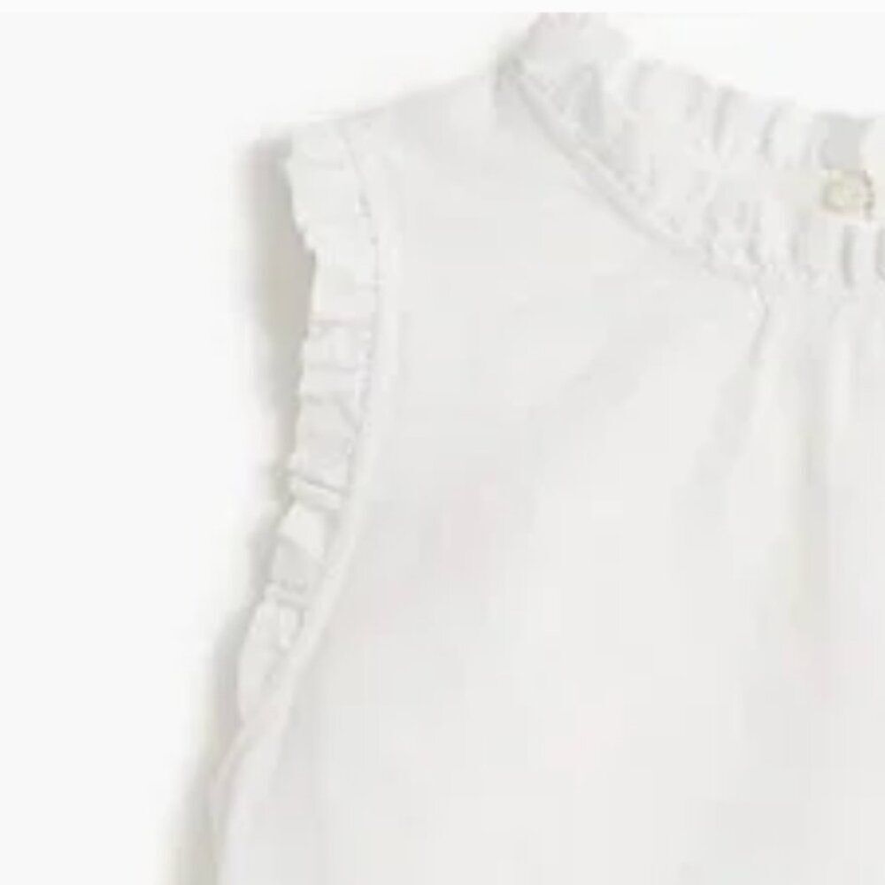 j. crew factory ca112 white Linen-blend ruffleneck top size small nwt - Picture 5 of 11